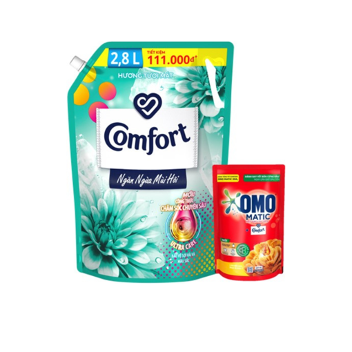 Ảnh của [Tặng OMO 350g] Nước xả vải Comfort Ngăn ngừa mùi hôi hương Tươi mát túi 2.8l