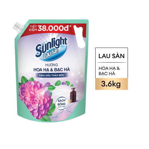 Ảnh của Nước lau sàn Sunlight Tinh dầu Thảo mộc hoa Hạ & Bạc hà túi 3.6kg