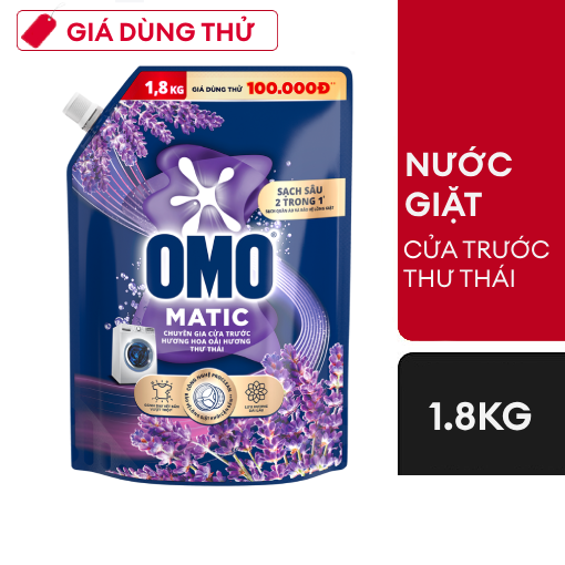 Ảnh của Nước giặt OMO hương Hoa Oải hương Thư thái Cửa trước 1.8kg