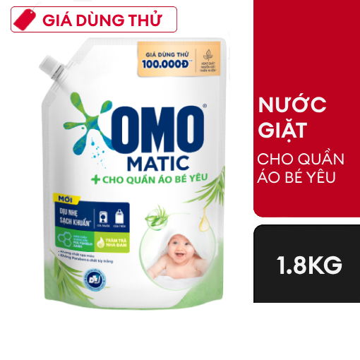 Ảnh của Nước giặt OMO Cho quần áo Bé yêu 1.8kg