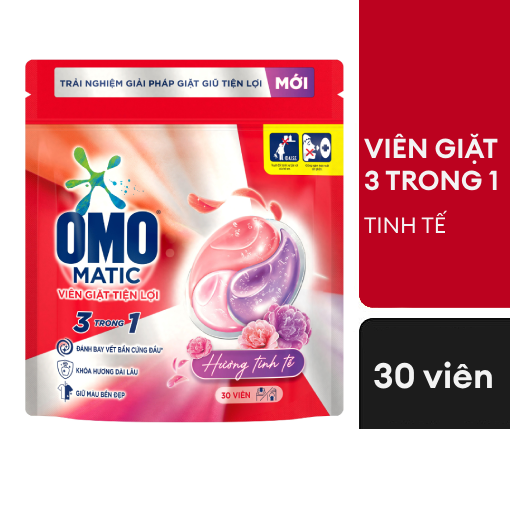 Ảnh của Túi viên giặt tiện lợi OMO 3 trong 1 Hương Tinh tế (30 viên/túi)