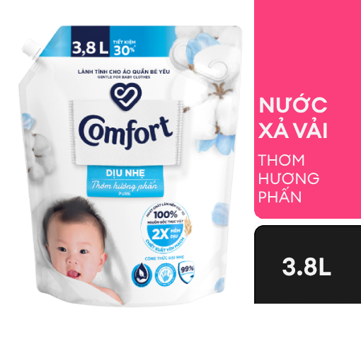 Ảnh của Nước xả vải Comfort Mềm vải dịu nhẹ Thơm hương Phấn 3.8l