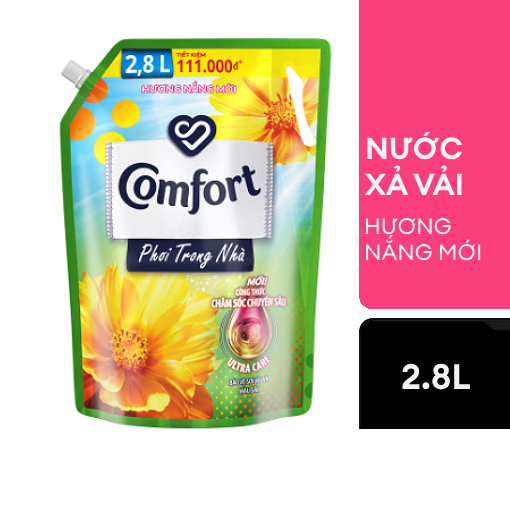 Ảnh của Nước xả làm mềm vải Comfort chăm sóc chuyên sâu phơi trong nhà Hương nắng mới túi 2.8l