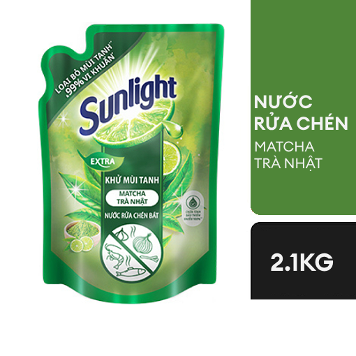 Ảnh của Nước rửa chén Sunlight Khử mùi tanh Matcha Trà nhật 2.1kg