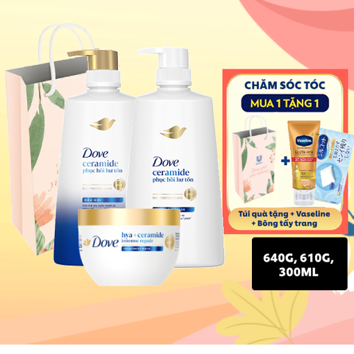 Ảnh của Combo Dầu gội + Dầu xả + Kem ủ Dove Ceramide Phục hồi hư tổn 640g, 610g, 180ml