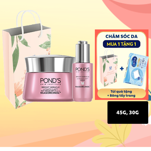 Ảnh của Combo Kem sáng da + Tinh chất Serum Pond's Bright Miracle Mờ thâm sạm với 50X Niasorcinol Ban ngày