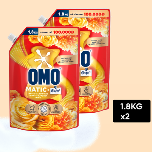 Ảnh của Combo 2 túi Nước giặt OMO Comfort Tinh Dầu Thơm Cửa trên 1.8kg