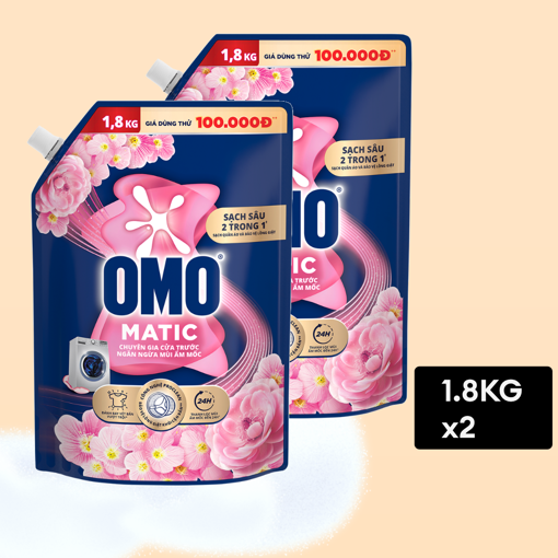 Ảnh của Combo 2 túi Nước giặt OMO Ngăn ngừa mùi ẩm mốc Cửa trước 1.8kg