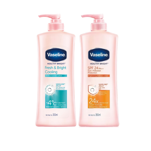 Ảnh của Combo 2 Sữa dưỡng thể Vaseline Sáng da Chống nắng Spf24pa++ Pro và Dịu mát Trắng da Fresh & Bright 350ml