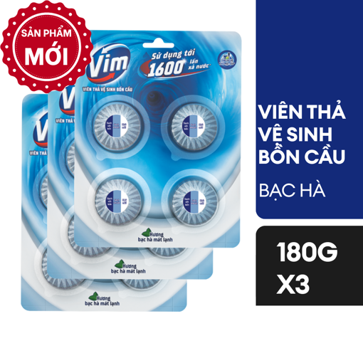 Ảnh của Combo 3 Viên thả vệ sinh bồn cầu Vim hương Bạc Hà 180g
