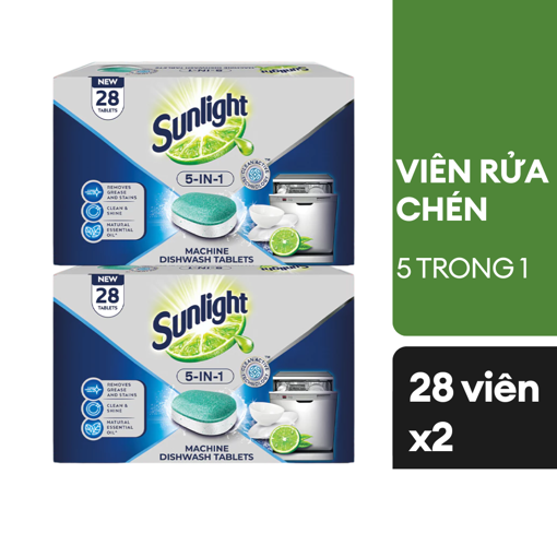 Ảnh của Combo 2 Hộp viên rửa chén Sunlight 5 trong 1 hộp 28 viên