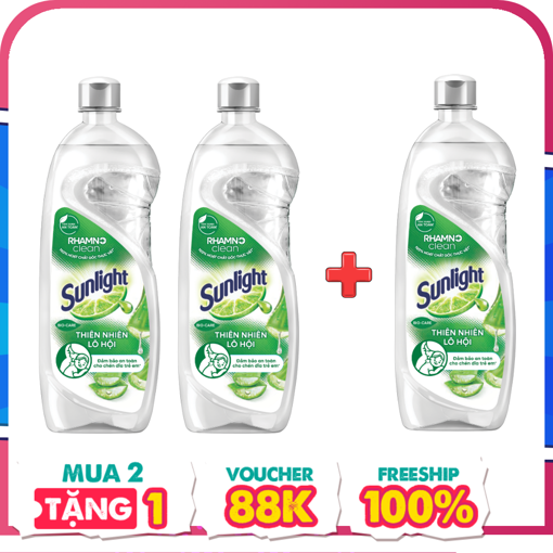 Ảnh của [Mua 2 tặng 1] Combo 2 Nước rửa chén Sunlight Thiên nhiên Muối khoáng Lô hội 400g
