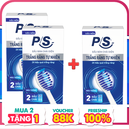 Ảnh của [Mua 2 tặng 1] Combo 2 hộp Đầu Bàn Chải Điện P/S S100 Pro Sạch Sâu - Trắng răng tự nhiên