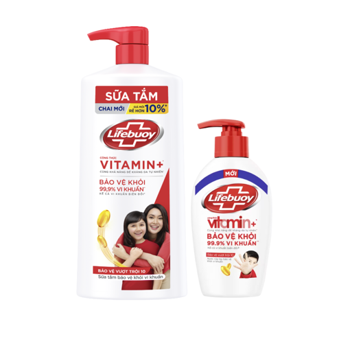 Ảnh của Combo Sữa tắm + Nước rửa tay Lifebuoy Vitamin Bảo vệ vượt trội 10 800g,180g