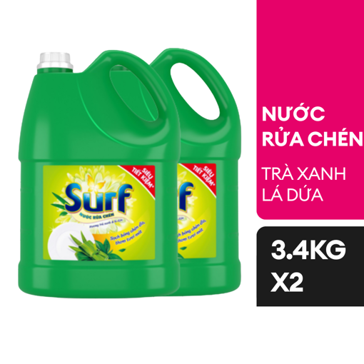 Ảnh của Combo 2 Can Nước rửa chén Surf hương Trà xanh và Lá dứa 3.5kg
