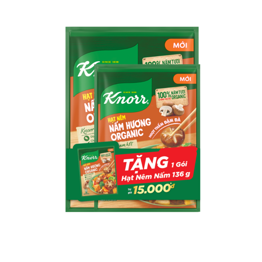 Ảnh của [MUA 1 ĐƯỢC 2] Hạt Nêm Knorr Nấm Hương Organic 380g tặng gói 136g