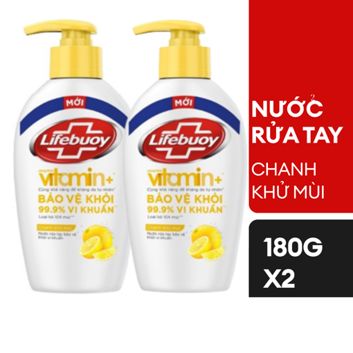 Ảnh của Combo 2  Nước rửa tay Lifebuoy Vitamin+ Chanh khử mùi 180g