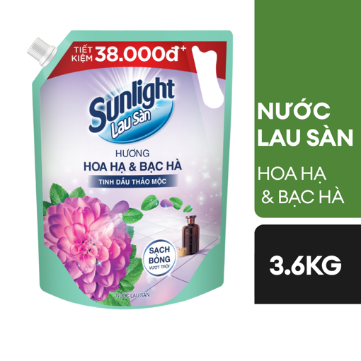Ảnh của Nước lau sàn Sunlight Tinh dầu Thảo mộc hoa Hạ & Bạc hà túi 3.6kg