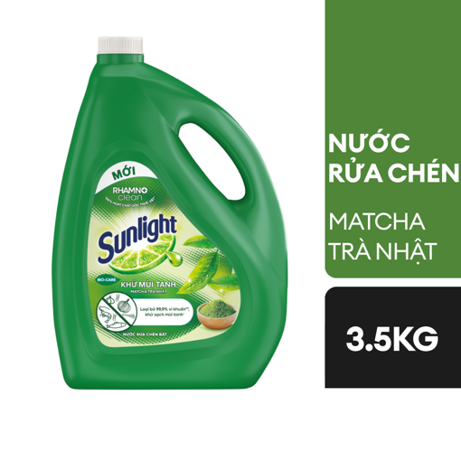 Ảnh của Nước rửa chén Sunlight Khử mùi tanh Matcha Trà nhật 3.5kg