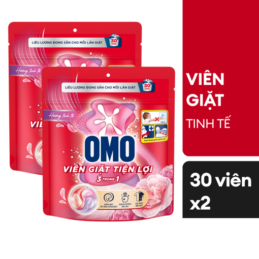 Ảnh của Combo 2 Túi Viên giặt OMO 3 trong 1 hương Tinh Tế 315g