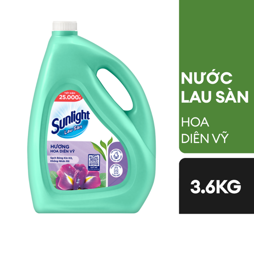 Ảnh của Nước lau sàn Sunlight Tinh dầu Thảo mộc hoa Diên vỹ 3.6kg