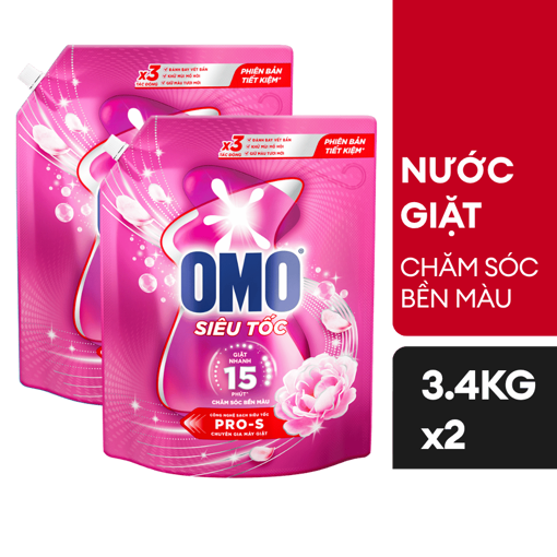 Ảnh của [Sản Phẩm Mới] Combo 2 Nước Giặt Siêu Tốc Chăm Sóc Bền Màu 3.4kg