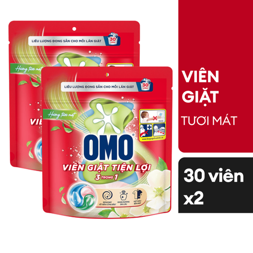Ảnh của Combo 2 Túi Viên giặt OMO 3trong1 hương Tươi Mát 315g