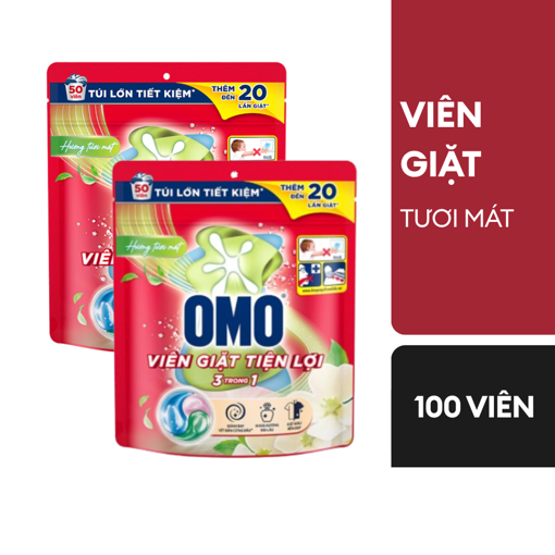 Ảnh của Combo 2 Viên Giặt Omo 3trong1 Hương Tươi Mát 525g